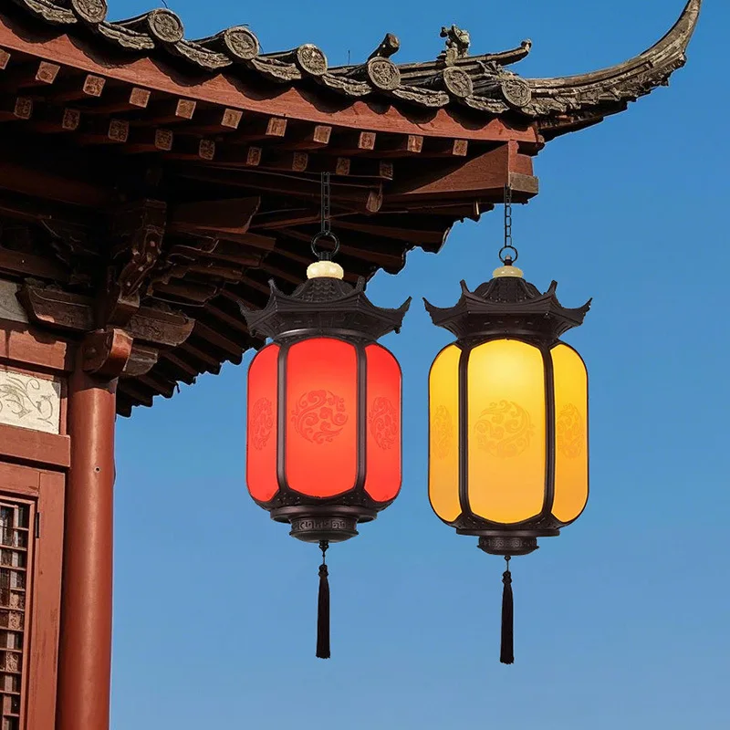 courtyard chandelier villa gate festival, festive red lantern outdoor gazebo waterproof corridor balcony hanging lamp