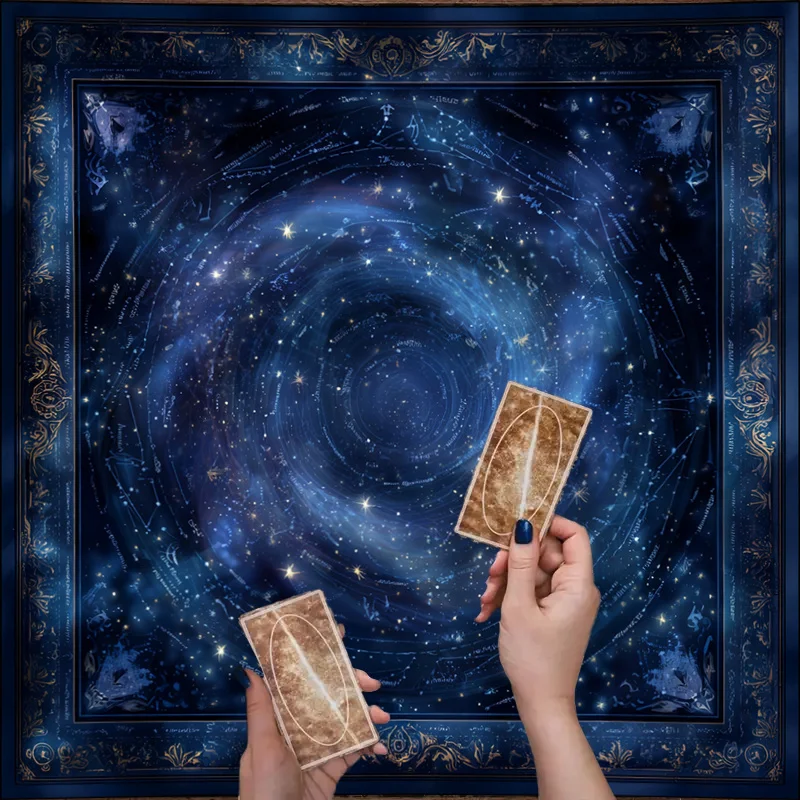 VIKAMA Dark Blue Star Chart Universe Tarot Altar Cloth Gorgeous Astrology Ritual Tablecloth Witchcraft Meditation Mat