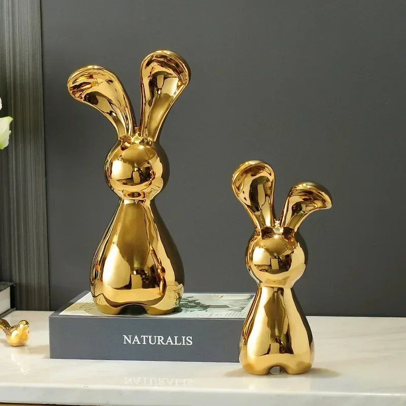 

Modern luxury decorative ceramic rabbit Figurine Room Decoration handicraft Ornaments home decoration animal statue wedding gift