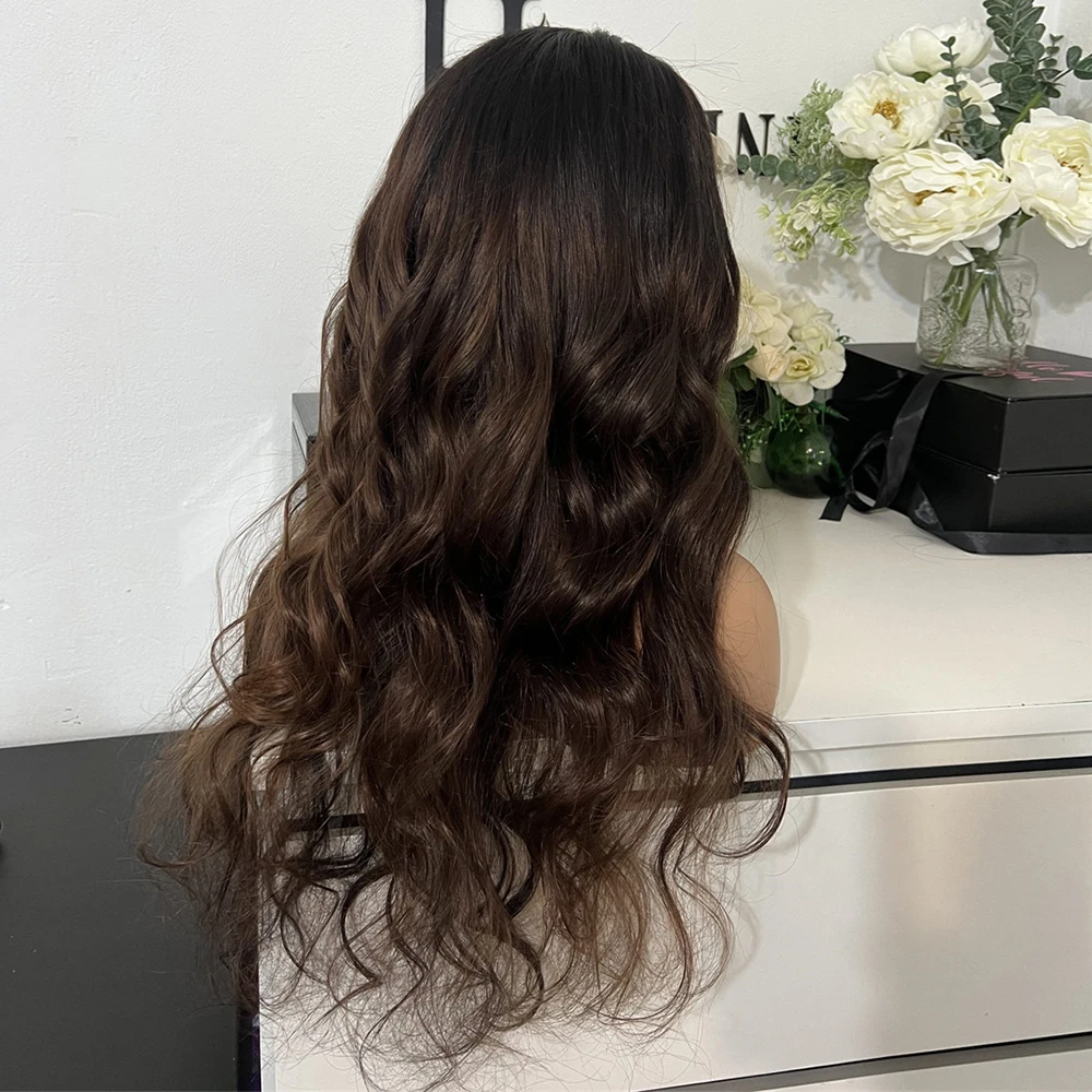 

Темно-коричневый синтетический парик с HD-кружевом спереди, 26 дюймов, длинные свободные волны, невидимое прозрачное кружево, естественная линия роста волос, безклеевые парики с кружевом