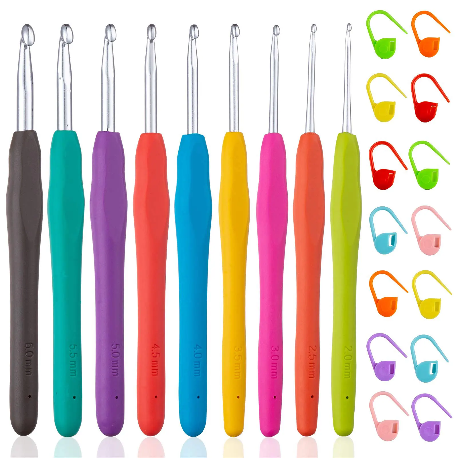 Mehrfarbiges Ergonomisches Häkelnadel-Set 23/31-teilig mit Etui für Arthritische Hände Anfängerfreundlich, Weihnachts- und Geburtstagsgeschenke