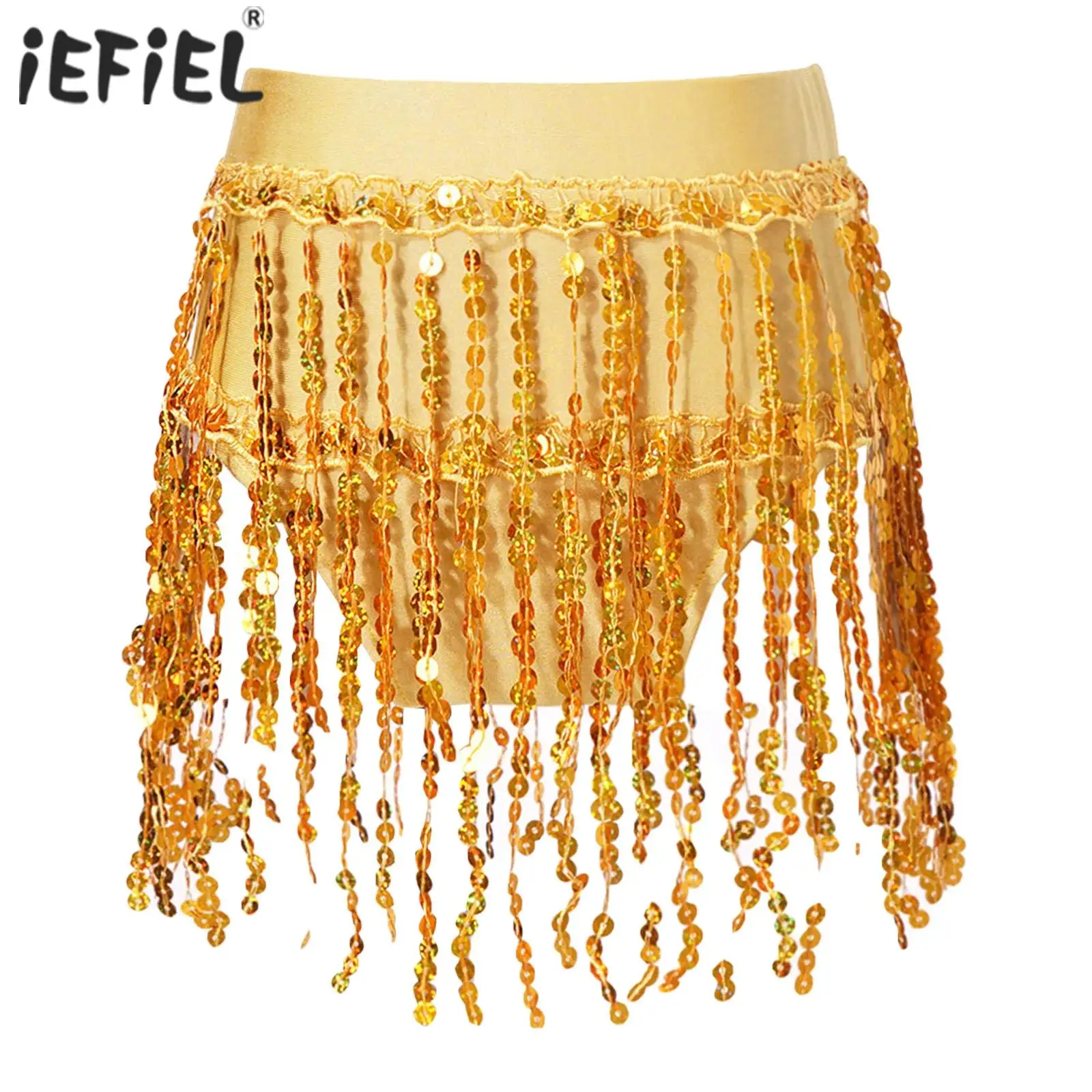 

Детский костюм для латиноамериканских танцев для выступлений с эластичным поясом и блестками