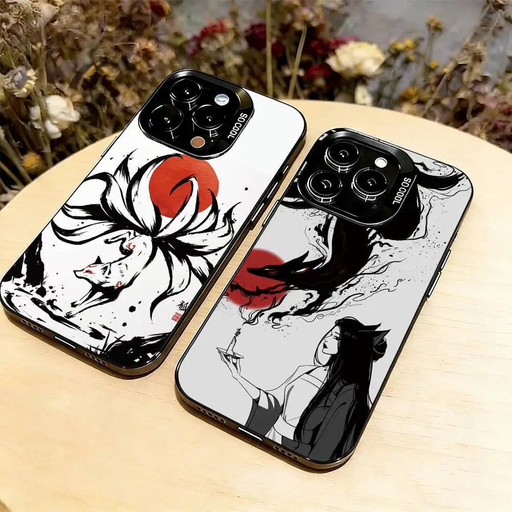 

Nine tailed fox Phone Case For iPhone 17,16,15,14,13,12,11 Plus,Pro Max,XS,Colorful Silver Phone case Funda Cover