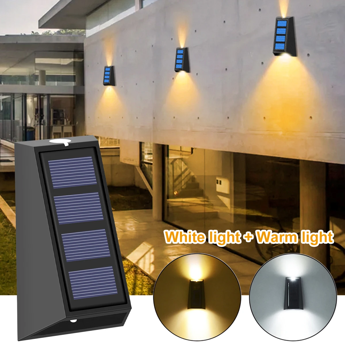 

2PCS Solar LED Wall Lamp Outdoor Waterproof Up Down Luminous Lighting Garden Decoration Solar Lights Fence Sunlight RGB Lamp