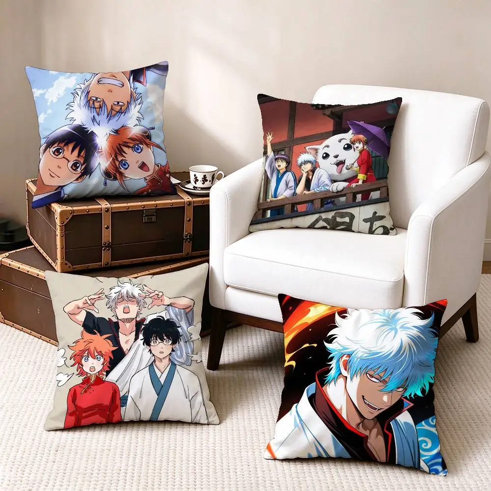 G-Gintama Anime  Pillow Case Square Double-Sided Sofa Cushion Cover Bedroom Bedside Pillow
