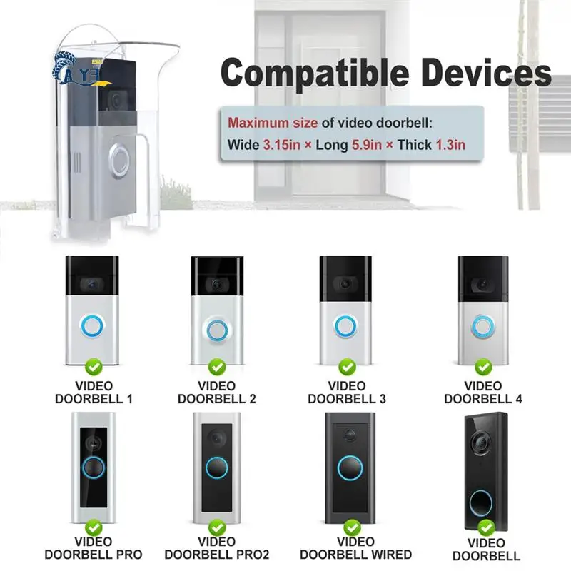 AY03-Plastic Doorbell Rain Cover Suitable For Ring Models Doorbell Waterproof Protector Shield Video Doorbells