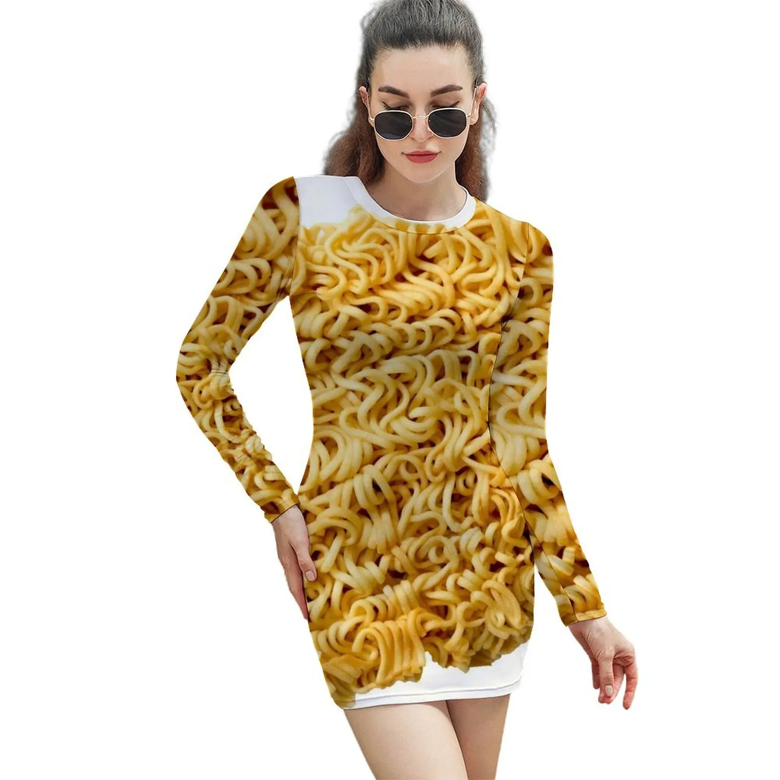 

RAMEN NOODLES Long-Sleeved Sheath Dress Dresses elegant chic wedding evening dresses Woman clothing