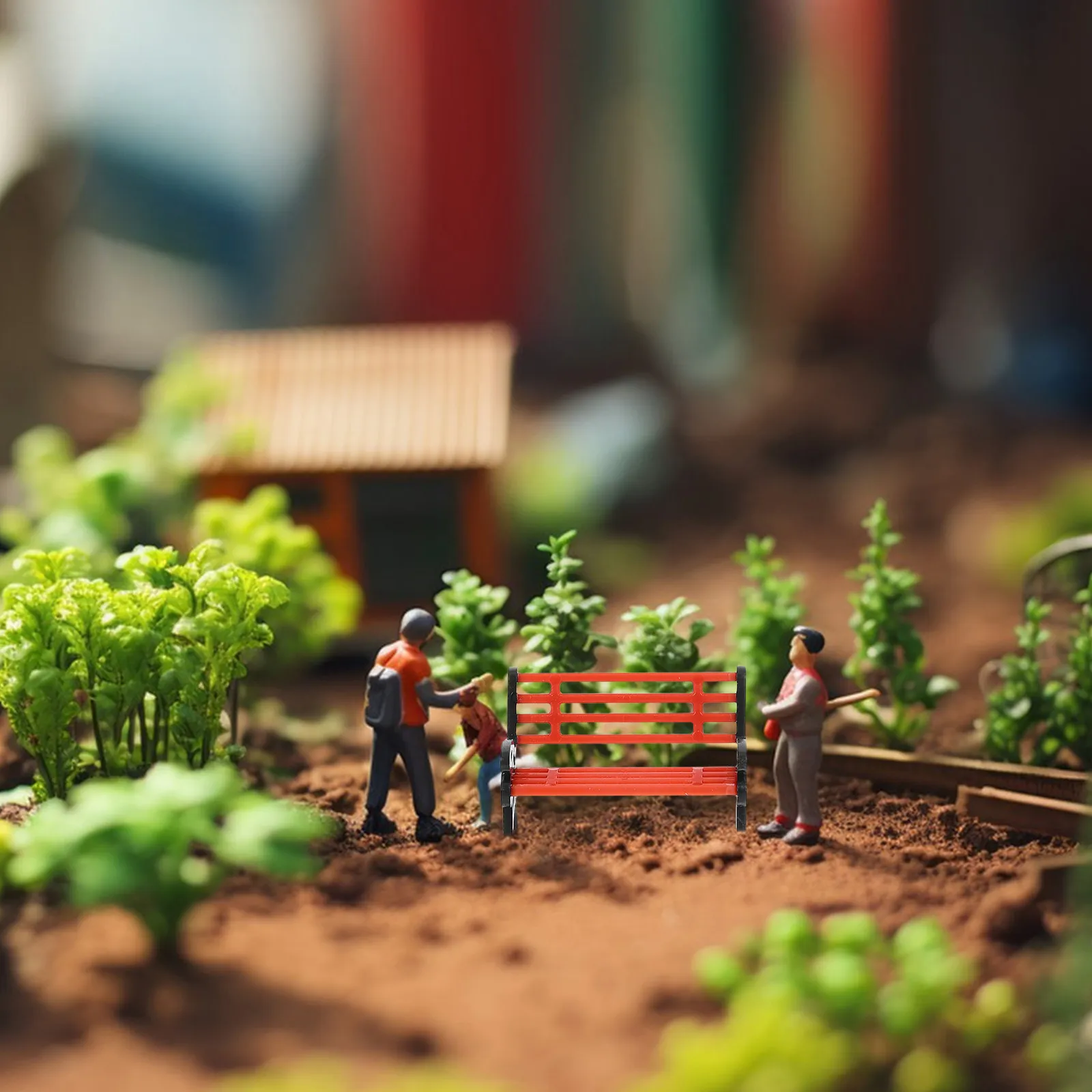 

2Sets Miniature Lawn Street Lamp and Park Bench Charming Outdoor Scene Accessories for Dollhouse Christmas Village Fairy Garden