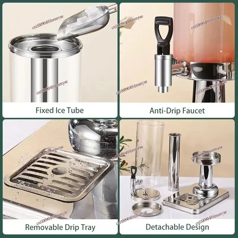 Single Head Double Head Stainless Steel Juice Pitcher 3L 6L 9L Commercial Beverage Dispenser Transparent Self-Service Cold Drink