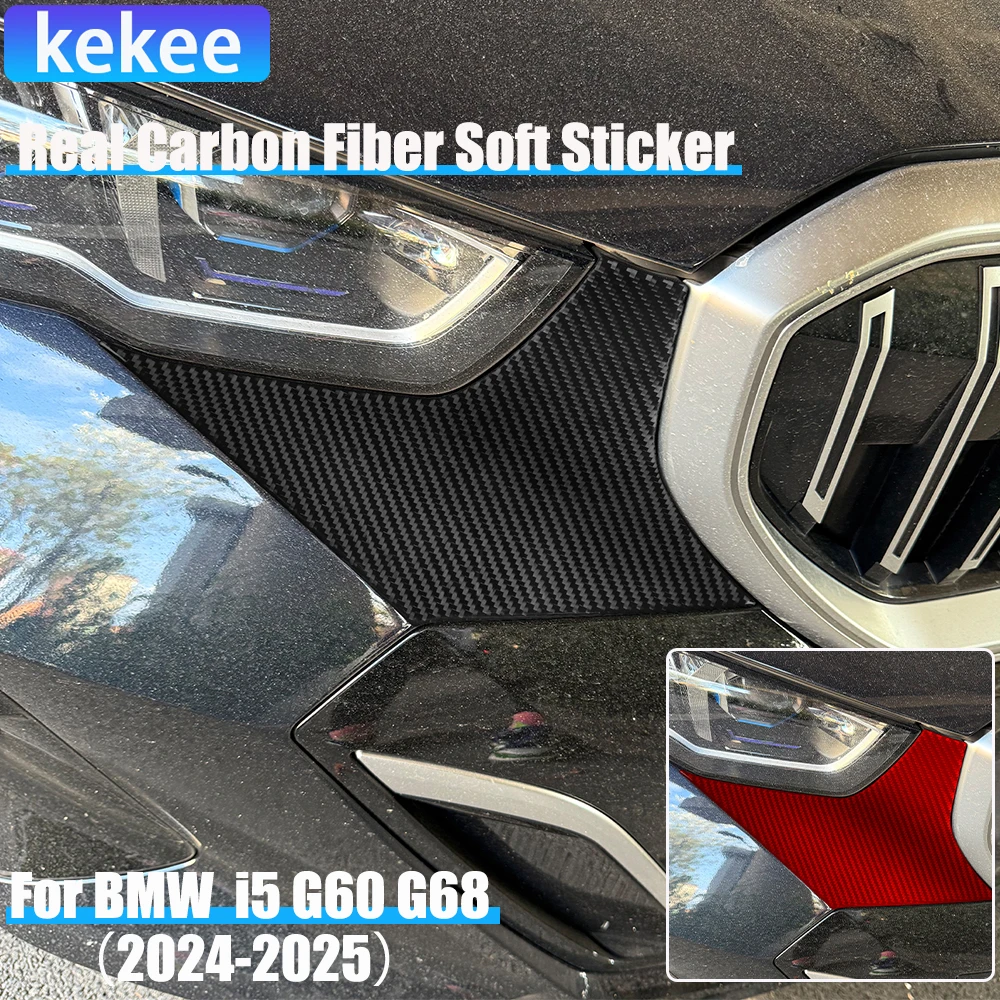 

Real Carbon Fiber Car Accessories Center Grill Trim Decorative Cover Soft Sticker For BMW 5 Series i5 G60/G68 BEV 2024 2025