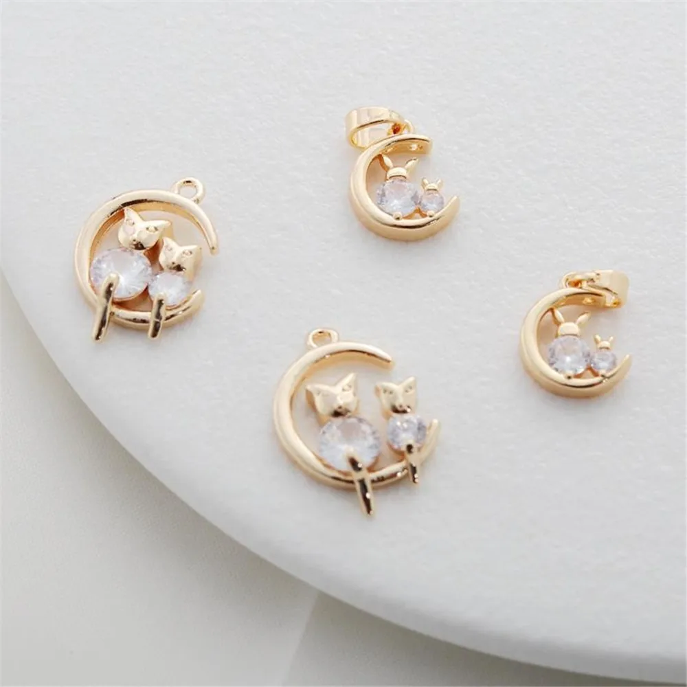 

Подвеска из золота 14 карат с фианитами в форме лунного кролика, 12 мм, для самостоятельного изготовления ювелирных изделий, материалы для рукоделия