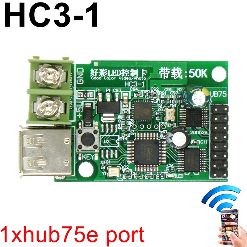 HC3-2 HC3-4 Wifi And U Disk Full Color Asynchronous RGB LED Control Card Hub75 Port For P2.5 P3 P4 P5 P6 P8 P10 Video Display