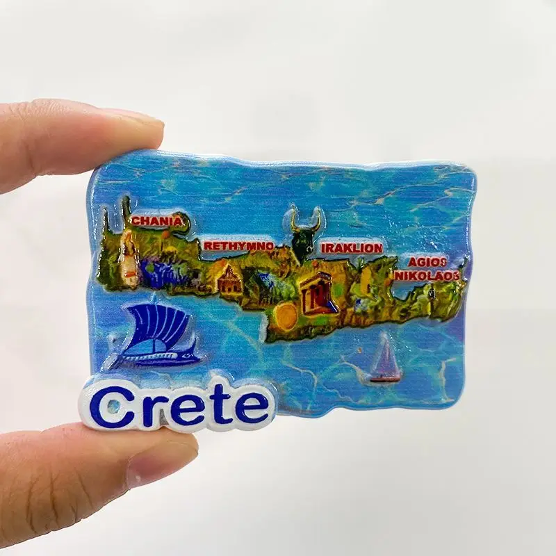 

Crete Island Specialty Greek Tourist Souvenirs Ocean Style Map 3D Fridge Magnets Home Decorations Gifts