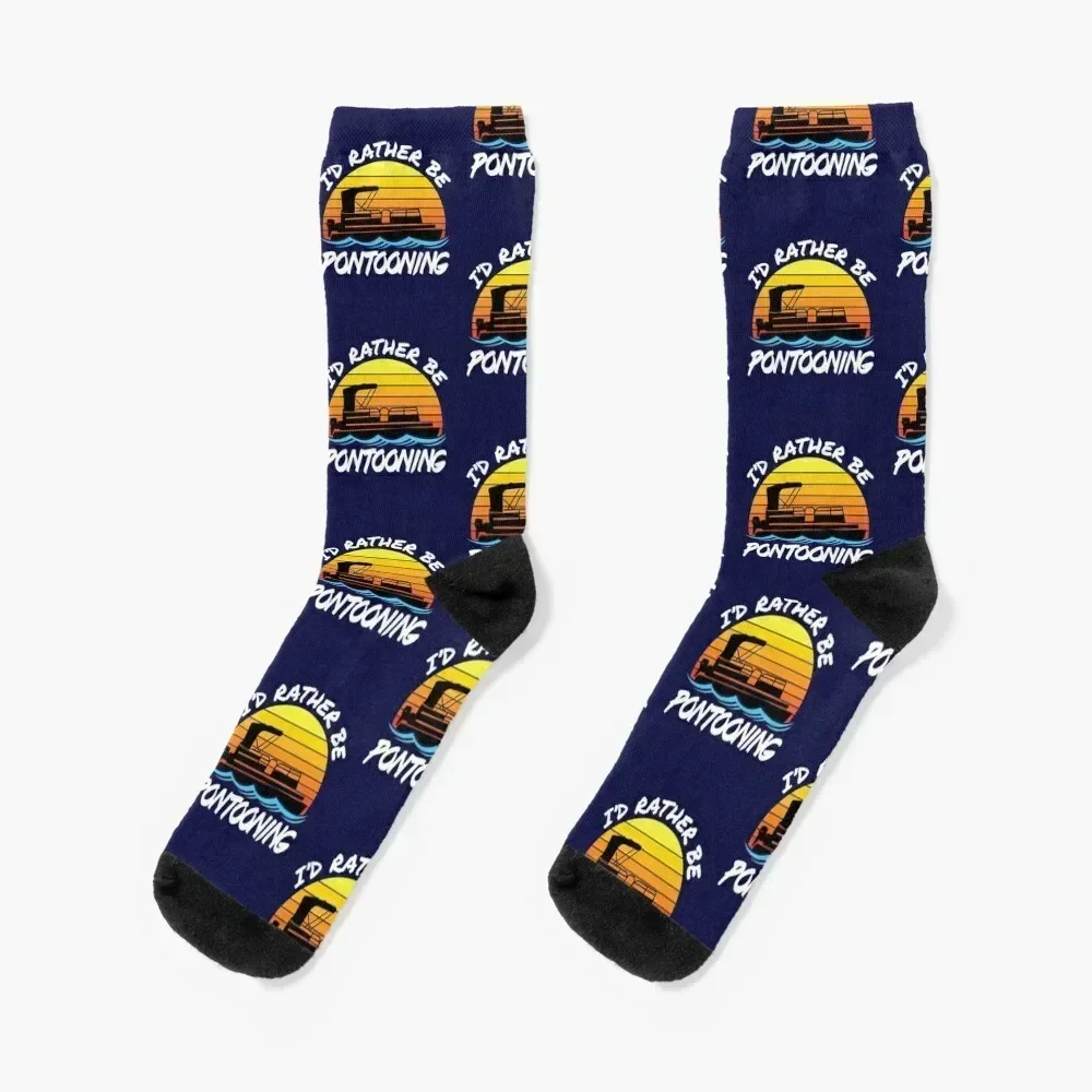 

I'd Rather Be Pontooning Socks Heating sock happy Sports ankle Male Socks Women's
