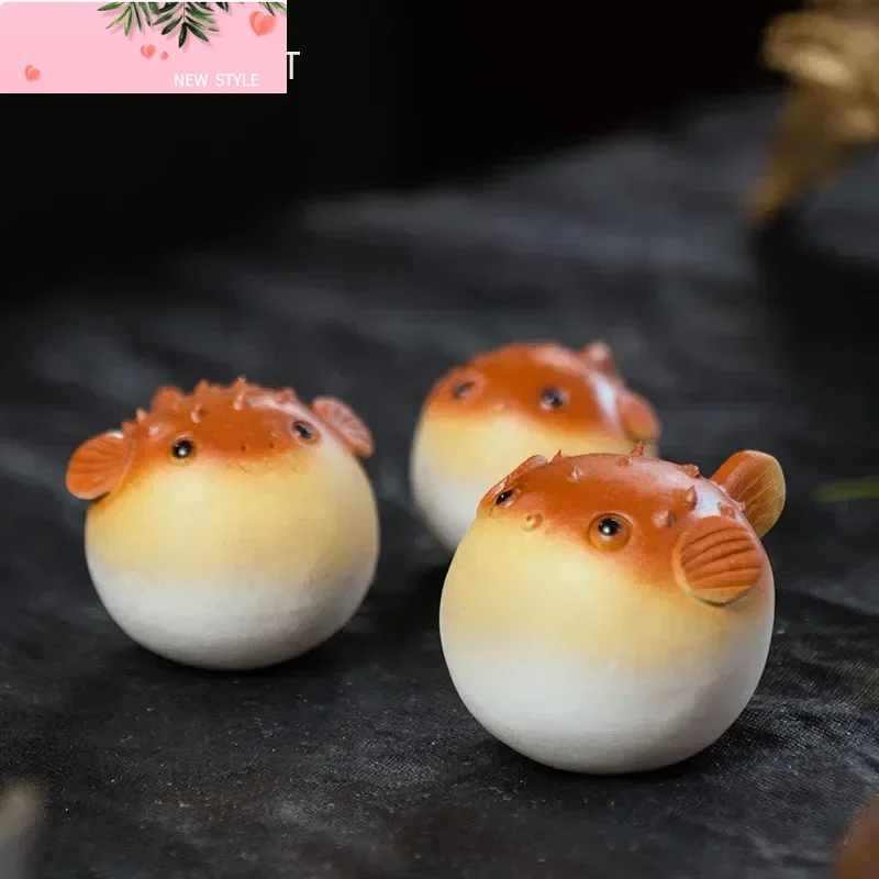 

Исин Фиолетовый глиняный чайный питомец ручной работы Статуя рыбы-фугу Украшения Животное Чайная фигурка Скульптура Ремесла Китайский чайный сервиз Декоры Искусство