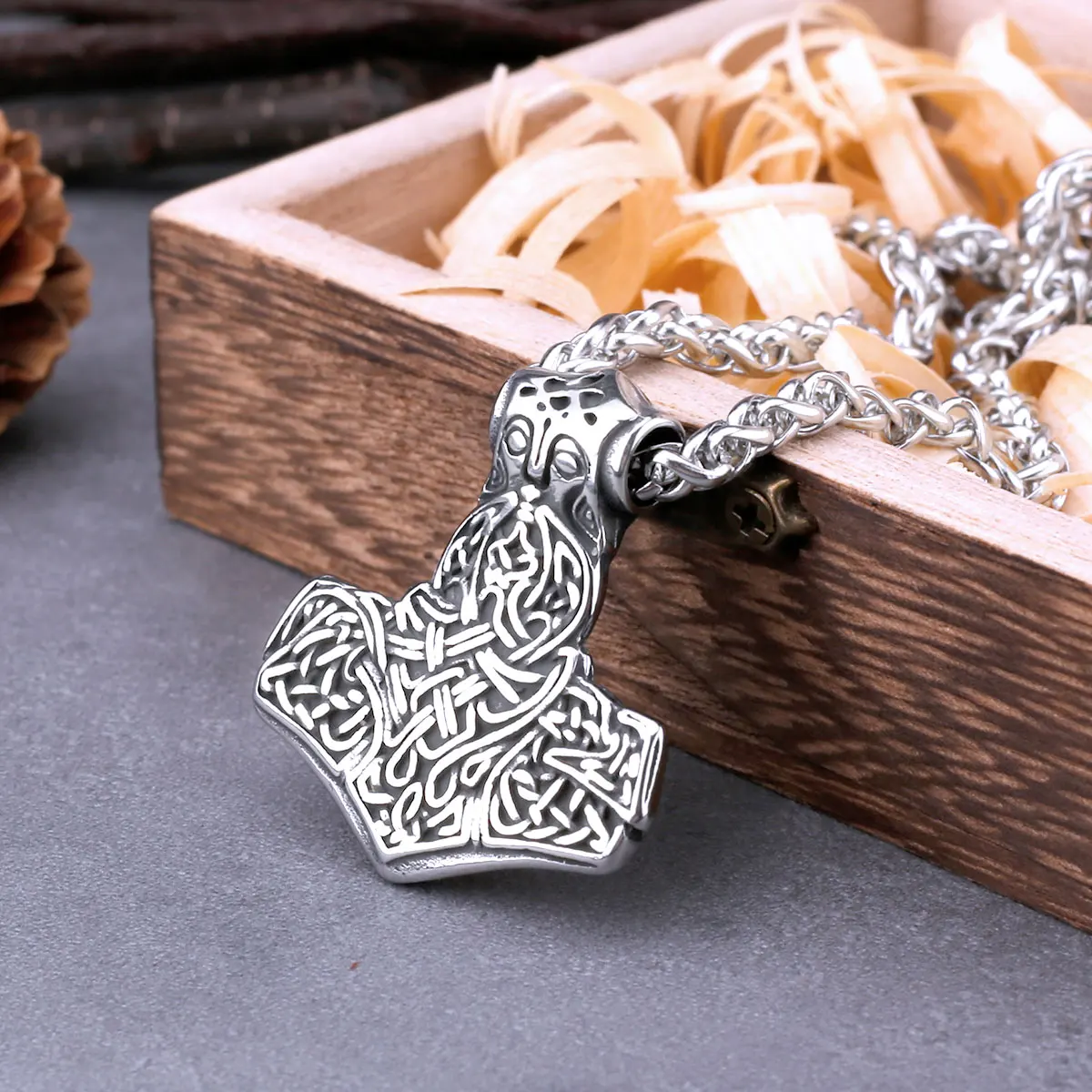 Dropshiping Stainless Steel Vikings Thor's Hammer Necklace Men Vintage Norse Mythology Odin Amulet Pendant Necklace Male Jewelry