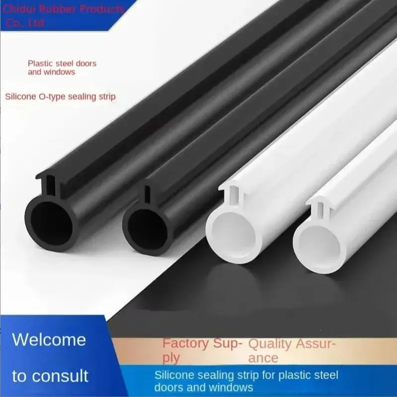 5/10M Plastic Steel Door Window Sealing Strip O-Shaped Rubber Kerf Weather Stripping Card Slot Seals Hollow Bulb Barb Tubular