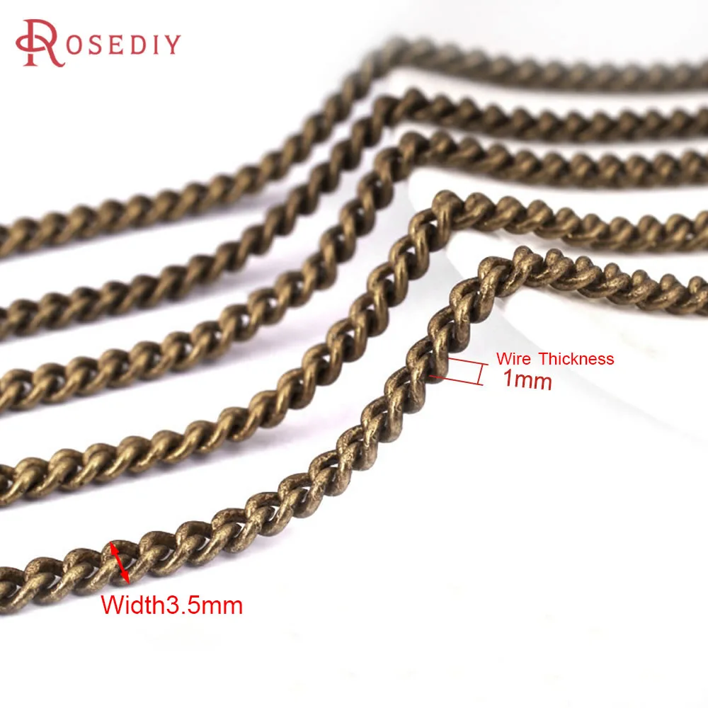 (JM2645) 2 Metry Szerokość 3,5mm Grubość Drutu 1mm Antyczny Brąz Miedziane Przedłużane Skręcone Łańcuszki Akcesoria
