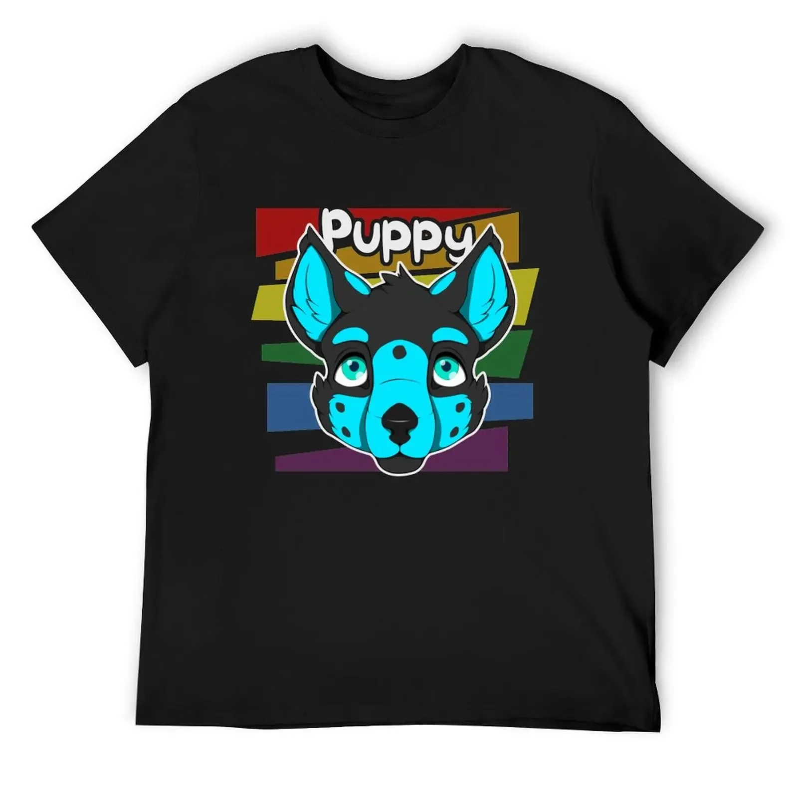 

Light Blue Rainbow Puppy T-Shirt customs man clothes plus size clothes anime clothes for men