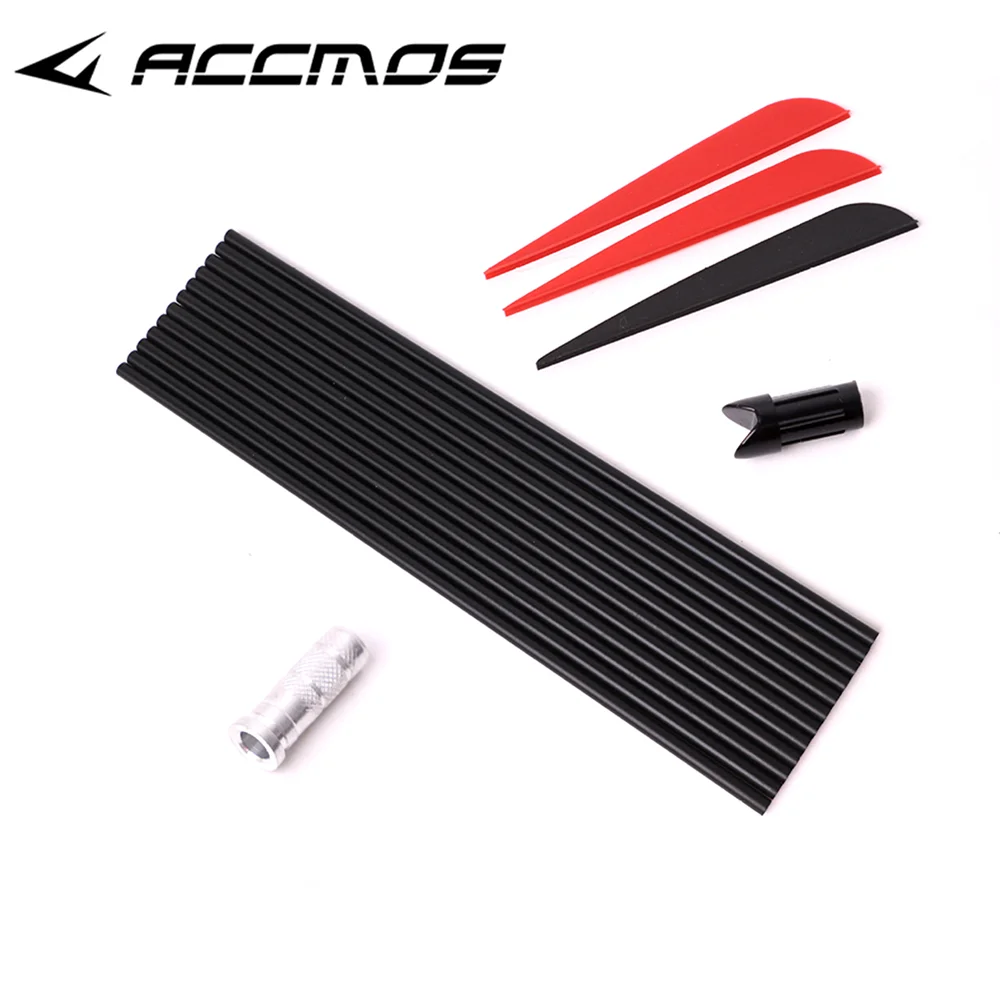 12pcs ACCMOS OD8.8mm Mixed Carbon Crossbow Arrows with Nock Inserts And Feather for Archery Hunting