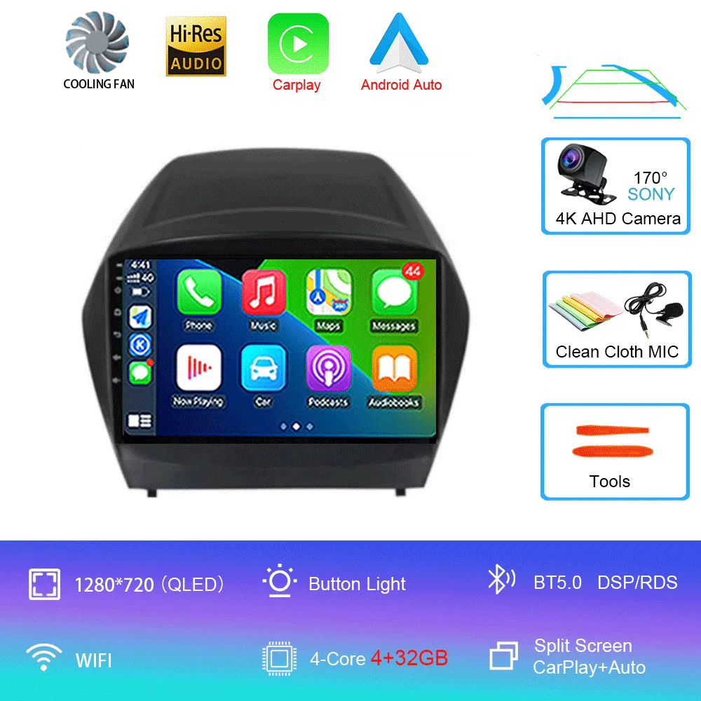 Android 16 Carplay autoradio voor Hyundai Tucson 2 LM IX35 2009-2015 navigatie GPS multimediaspeler WiFi stereo BT 360 camera
