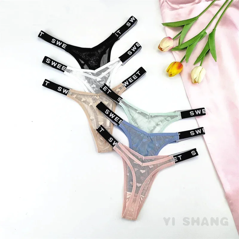 3Pcs Sexy Lace Sheer Thong Womens Perspective Underwear Ladies Low Waist 