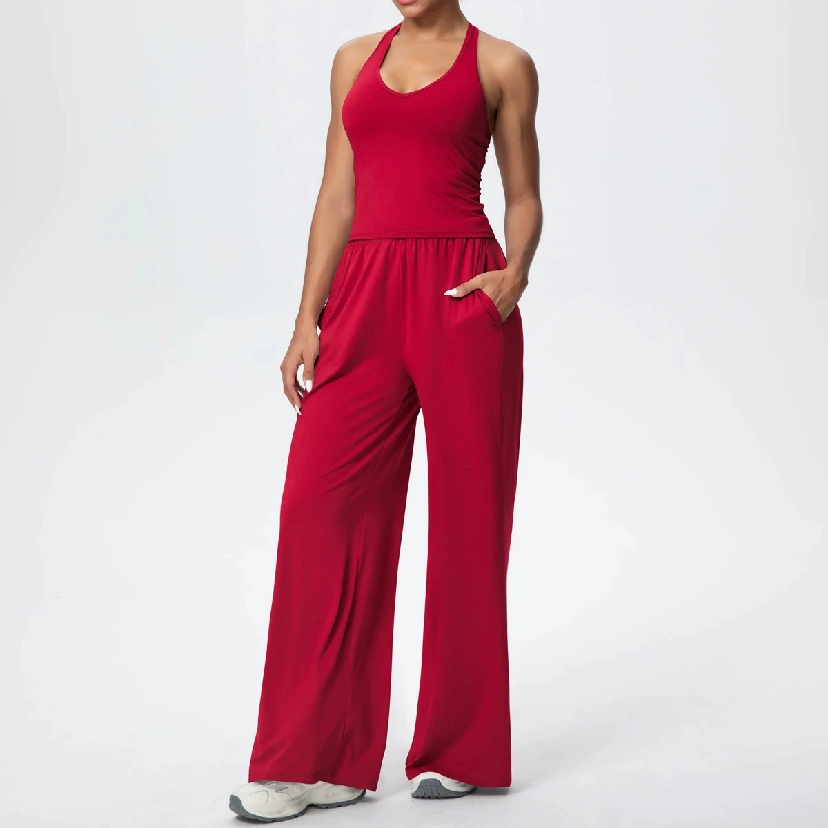 

Спортивный жилет из 2 предметов, женский комплект, профессиональная майка для фитнеса, противоударные свободные брюки для бега, костюм для йоги, красивый жилет на спине, одежда