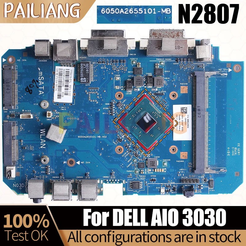 For DELL AIO 3030 Notebook Mainboard 6050A2655101 SR1W5 N2807 03XY2T 0HMMGK All-in-one Mainboard Full Tested