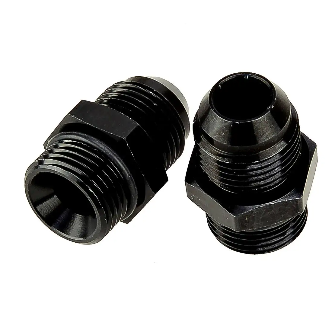 Universal 2Pcs ORB-8 O-Ring Boss 8AN to AN8 Male Adapter Fitting for Fuel Pump Rail Black