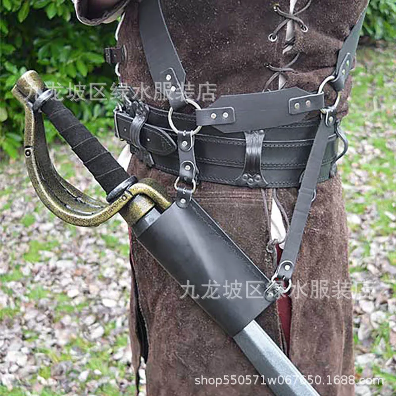 Retro Bretels Taille Mes Holster Feestkostuum Prestatie Prop Zonder Mes