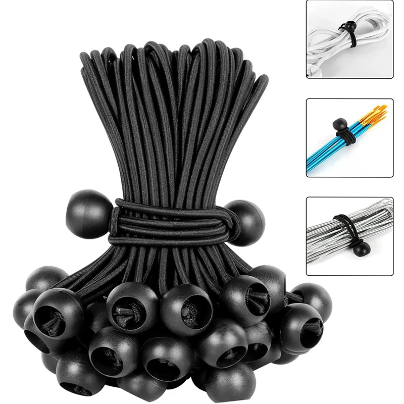 2-10Pcs Bungee Balls Cords Ties Heavy Duty High Elastic Bungee Cord Canopy Tie Down for Outdoor Tarp,Camping Tent,etc.