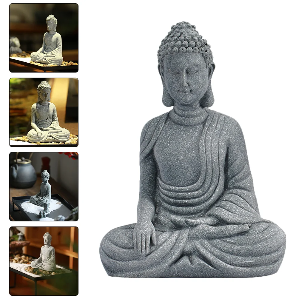 

Zen Buddha Statue Ornament Vintage Decor Decorations Sandstone Sculpture Desktop