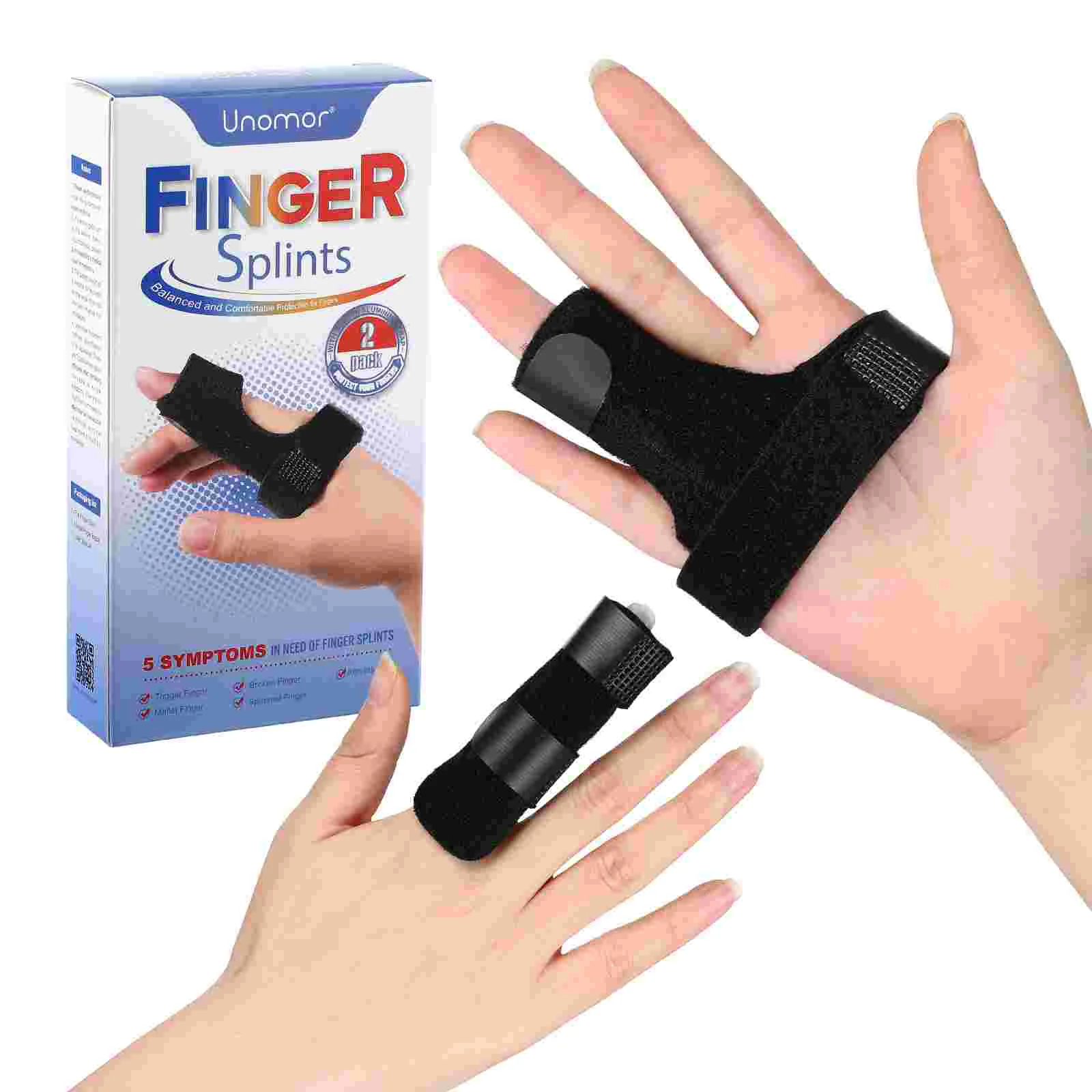 UNOMOR 2pcs Finger Splint Brace Broken Finger Trigger Finger Protectors Finger Straightener Wraps Arthritis Splints