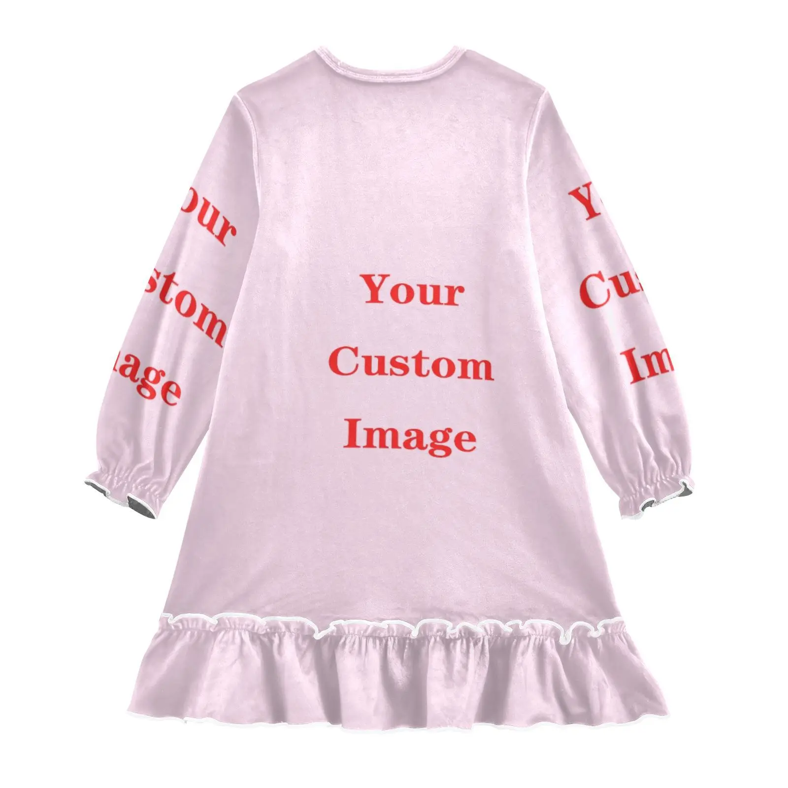 Kids Girls velvet Nightgown Nightdress Girl Sleepwear Nightie spring autumn Custom images Nightwear Children Clothes 3-10Years