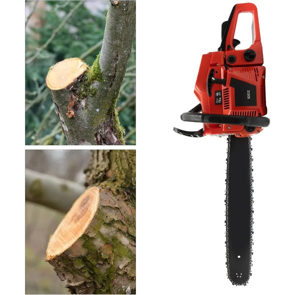 52CC 2-Cycle Gas Powered Chainsaw 20 inch 2.95HP Handles&Multi-Angle Cutting Handheld Chainsaws for Wood Cutting Gardening