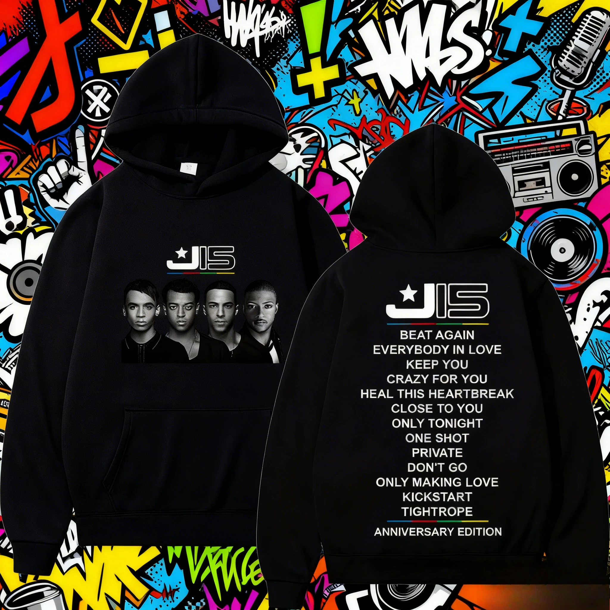 JLS British Pop Classic Rock Band Tour 2025 Product Hoodie Men's Retro Autumn and Winter Printed 100% Pure Cotton Hoodie