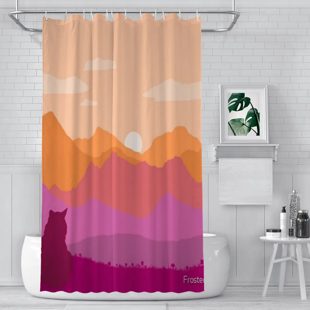 

Shower curtain Bathroom Lesbian Cat Landscape decor Modern household items Bathroom curtain Graduation gift Festival gift