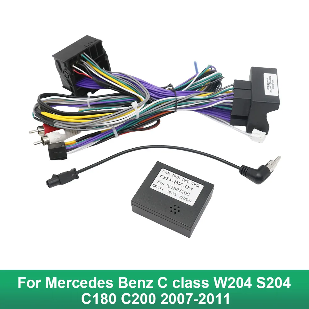 Canbus Box OD-BZ-03 16 PIN Wiring Harness Power Cable for Mercedes Benz C Class W204 S204 C180 C200 2007-2011 Android 2 Din