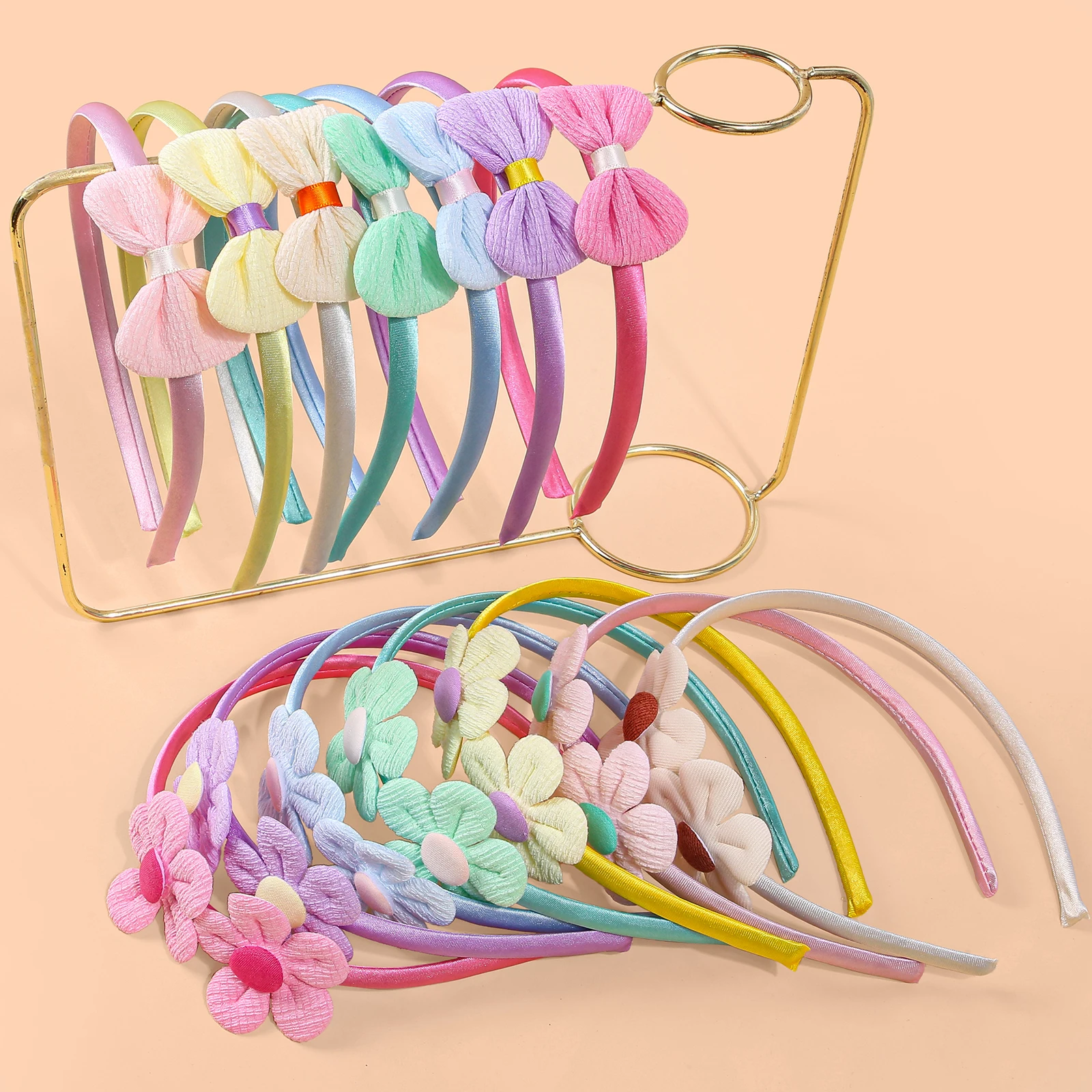 7pcs Cute Hair Bows Headbands for Girls Fabric Flower Hairbands Kids Children Bows Headband Decoration Party Hair Accessories