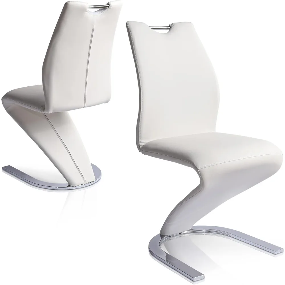 Dining Chairs Set of 2,Modern Kitchen Dining Room Chairs Armless Upholstered Side Chairs in PU Leather Cushion Seat