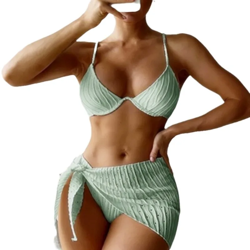 NewinsSexy Solid Color Bikini Two-Piece SwimsuitbikiniThree Pieces