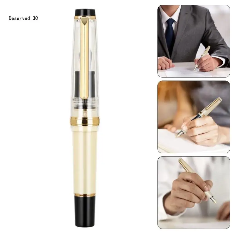 Short Resin Fountain Pen for Handwriting Short Fountain Pen with Twisting Inks Converter 0.5mm Fine Tip