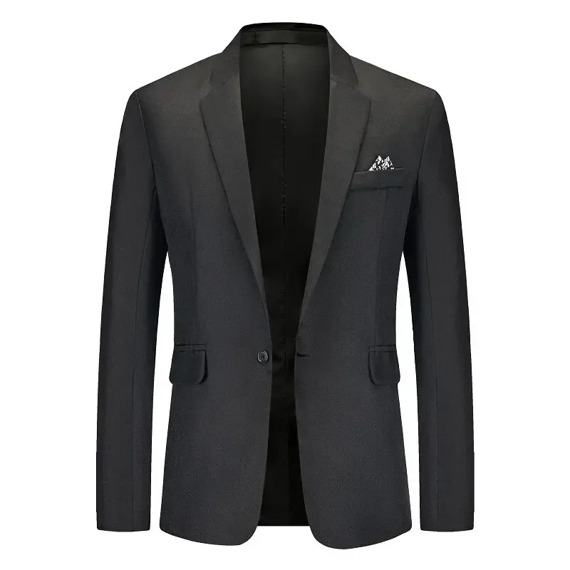 Traje de bloque de Color para hombre, chaqueta informal de moda de estilo occidental, trabajo de negocios, reunión de Color sólido, trabajo de Caballero de novio