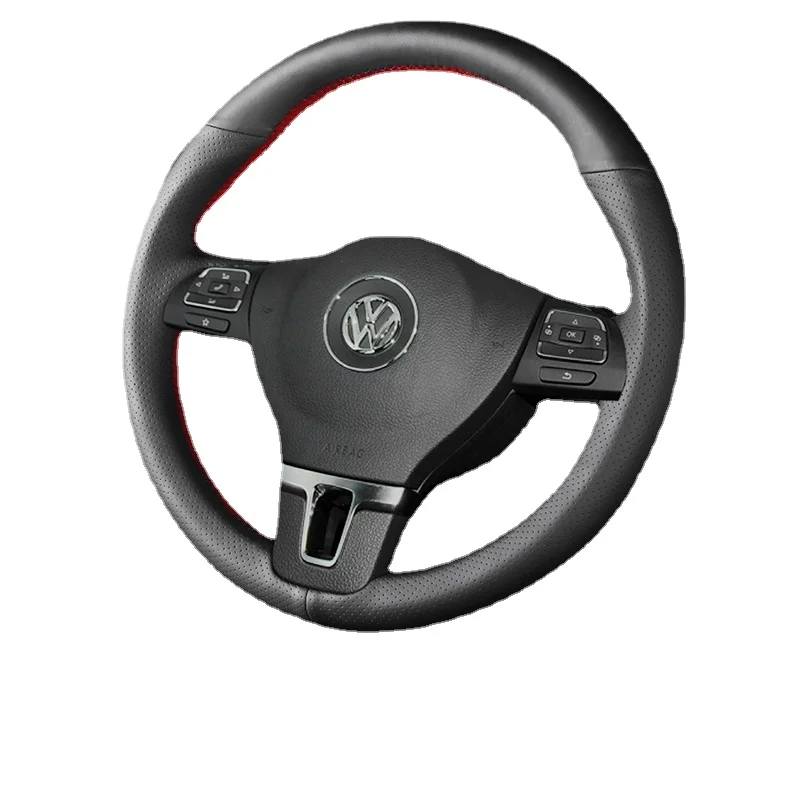 

Custom leather hand sewn steering wheel cover For Volkswagen 11-16 Magotan Sagitar Tiguan cc Passat Lavida car interior