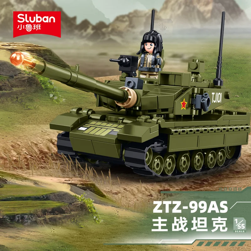 Sluban 183PCS Army Main Battle Tank Model Building Blocks Military MBT Bricks Educational Toys for Children