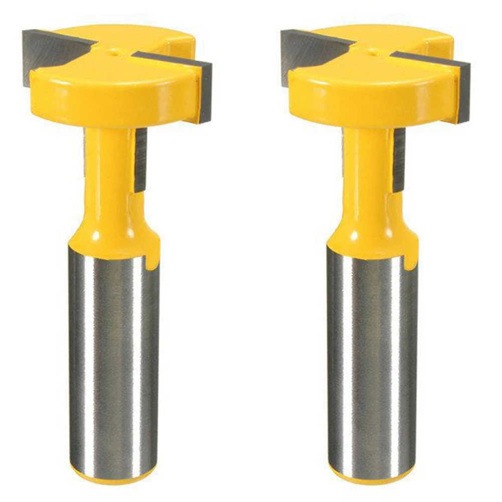 Y42A-2Pcs 1/2 Inch Shank Router Bit T-Slot & T-Track Slotting Tenon Cutter Tool