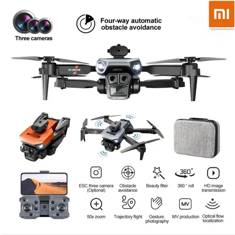 

Xiaomi K6 Max Drone 8K GPS Professinal HD Three Cameras Wide Angle Optical Flow Four-way Obstacle Avoidance Quadcopter Toys