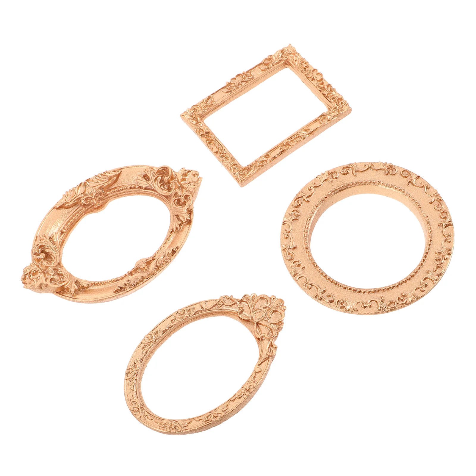 

4Pcs Mini Vintage Photo Frames Resin Set European Style Small Picture Frames for Jewelry Display Photography Prop Room