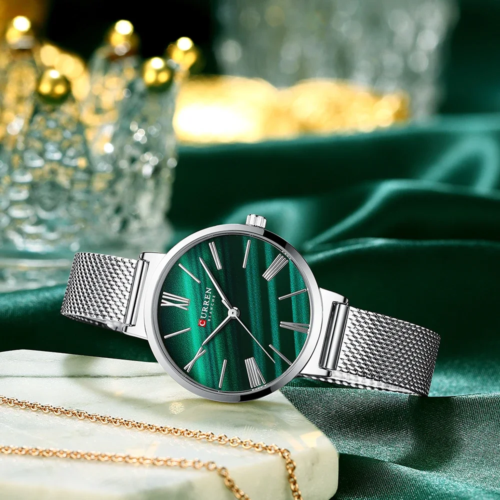 CURREN Top Brand Luxury Ladies Watch Stainless Steel Fashion Simple Quartz Clock Ladies Reloj Mujer