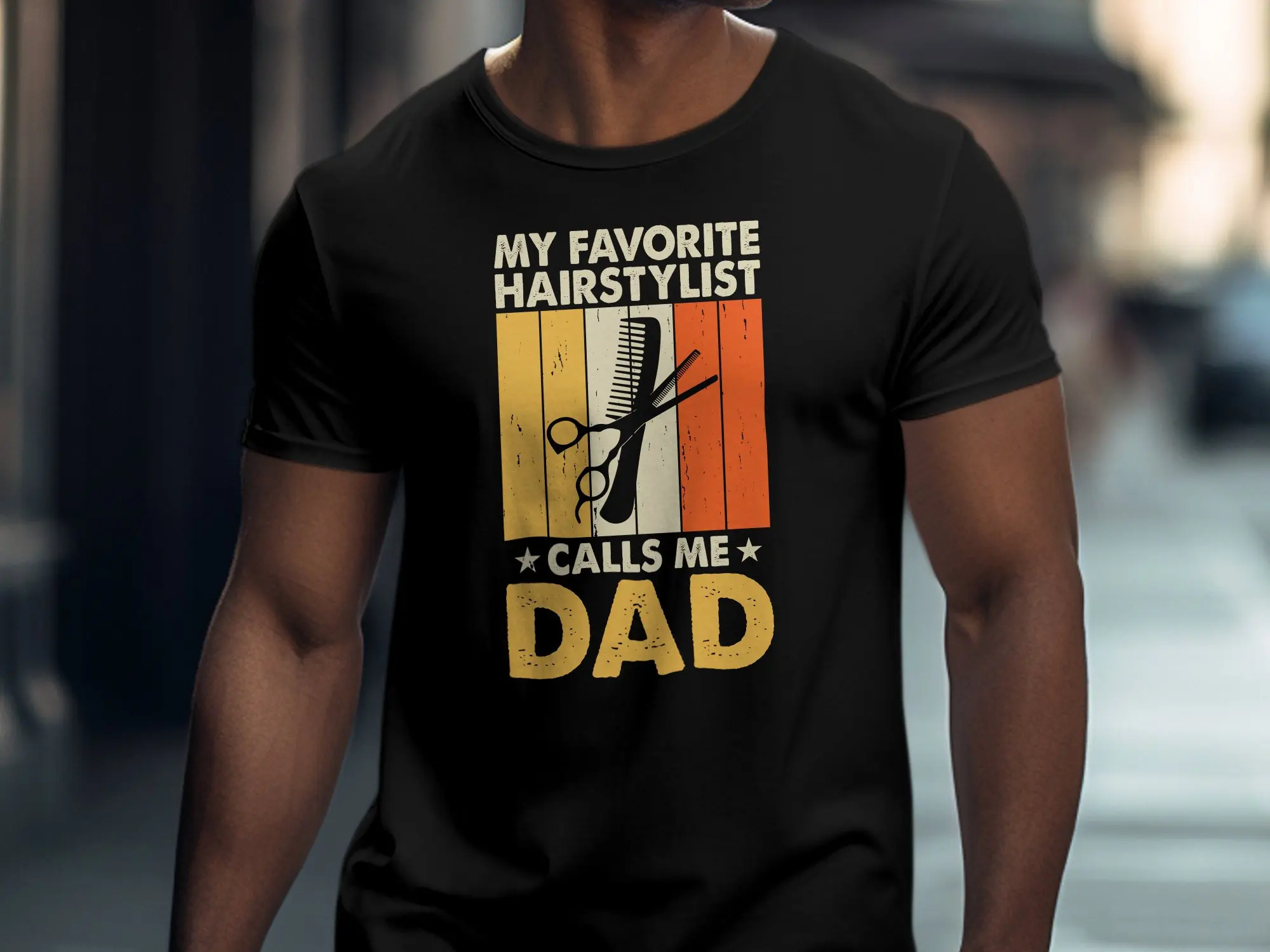 Barber Dad T Shirt My Favorite Hairstylist Calls Me Father's Day Retro Vintage Hairdresser